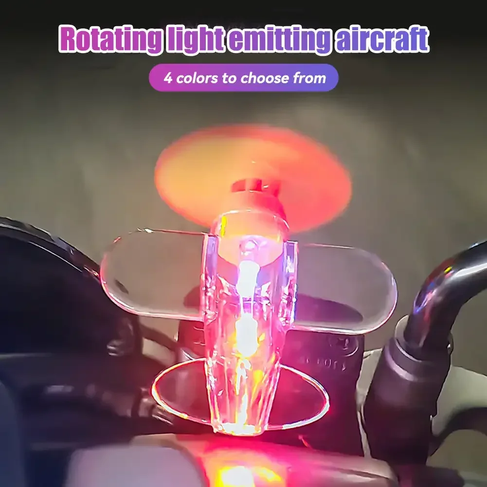 New Rotatable Airplane LED Light Motorcycle Wind Powered LED Decoration Light Car Interior Ornaments Bikes Bicycle Decor Light