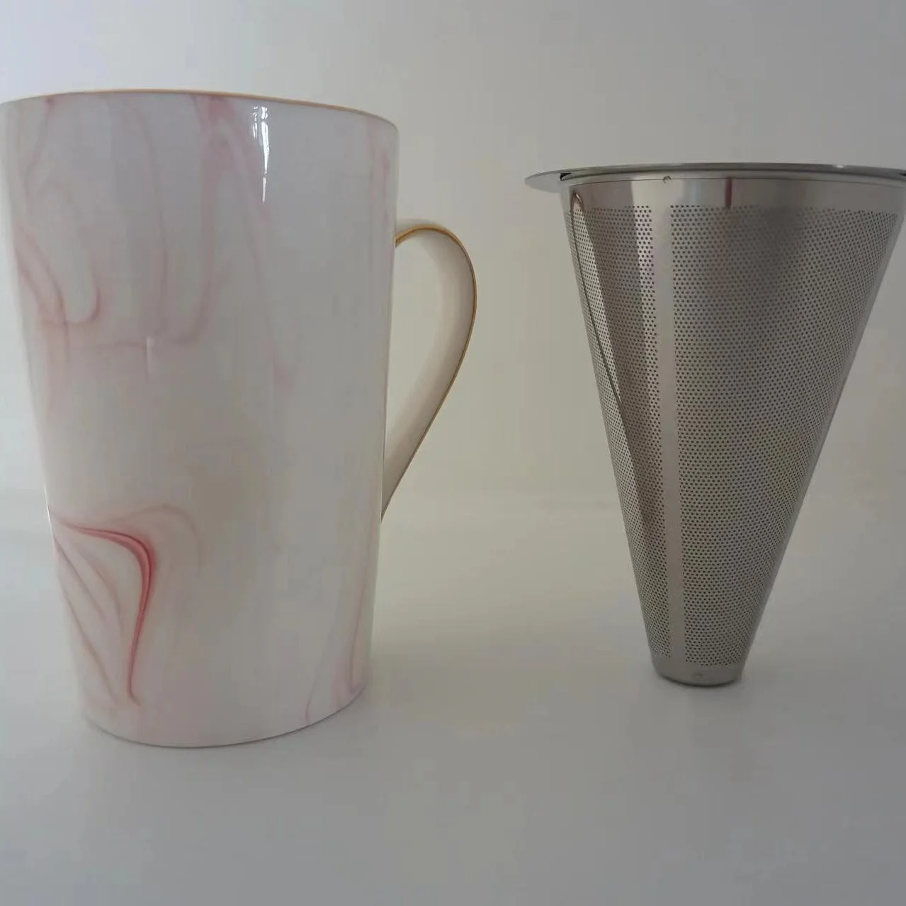 Marble Mug with Lid and Spoon Coffee Self Stirring Mug 12OZ  Cup Mug with Filter for Cafe or Tea  Choice DropShip