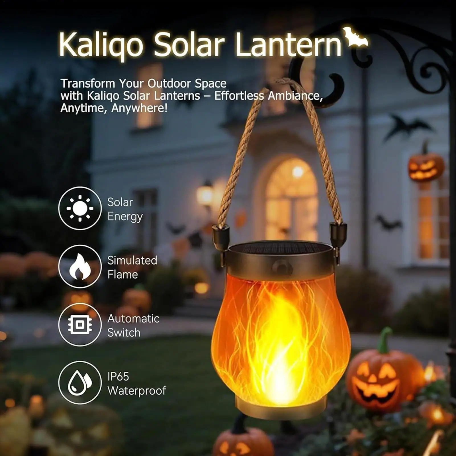 Outdoor Solar Lanterns Solar Lanterns for Outside Waterproof Flickering Flame Design USB Charging Ornament for Tree Branches