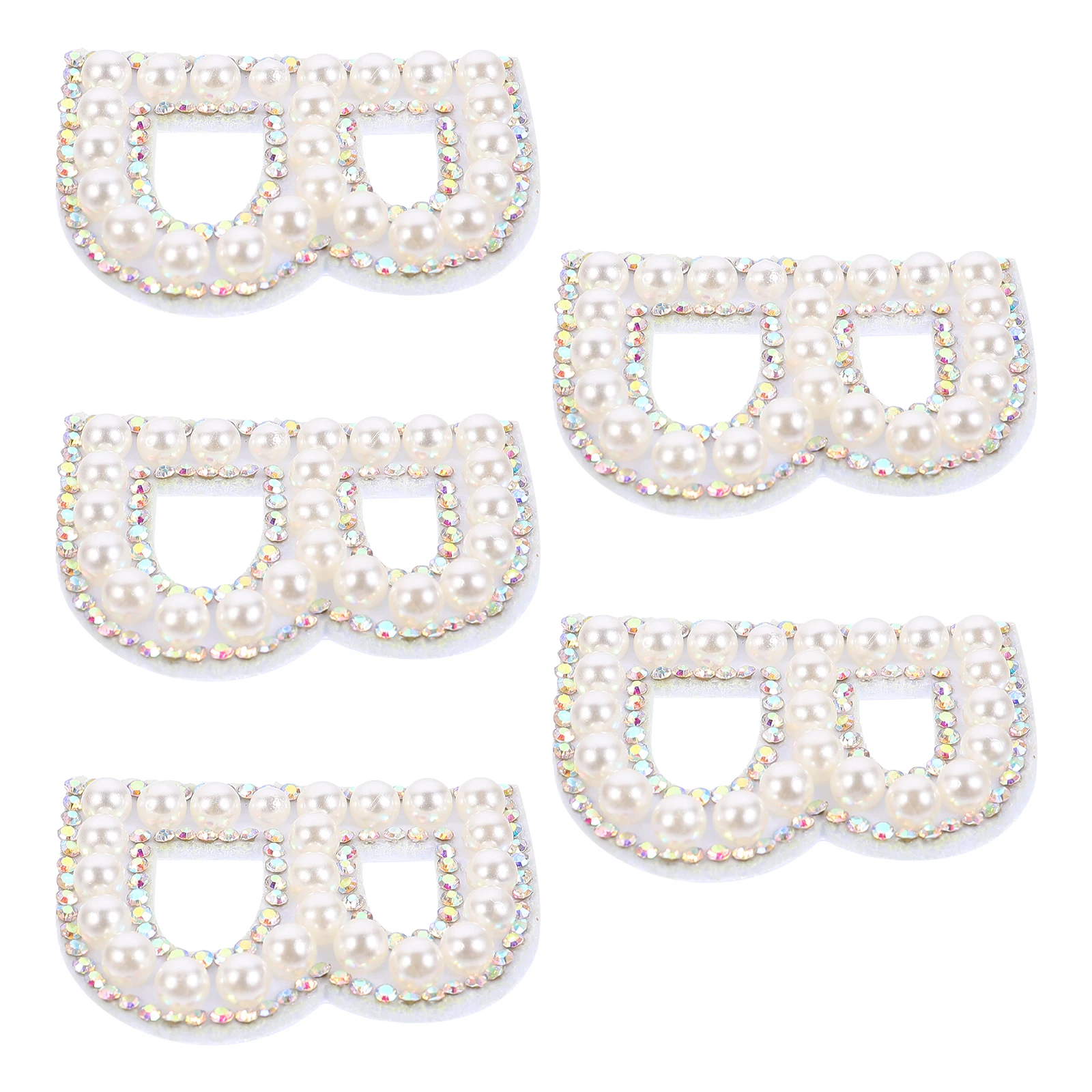 

5 Pcs Alphabet Cloth Stickers Pearl Rhinestone Iron On Sew On Patches Pink Letters Bag Decor Craft Projects Embroidery Appliques