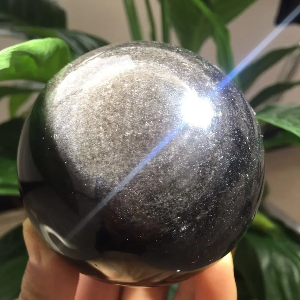 

Natural Silver Sheen Obsidian Sphere Crystal Ball Healing