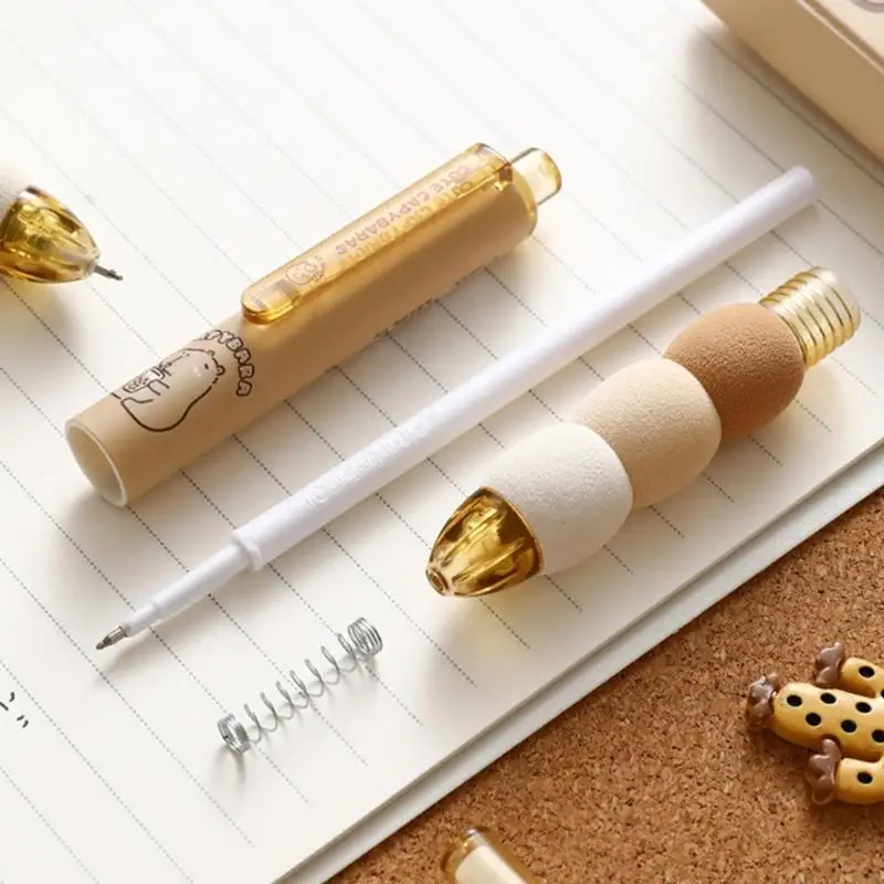 U2JE 4 Pieces 0.5mm Gel Pen Cartoon Capybara Neutral Pen Retractable Gel Pen Creative Gift Pen Quick-Drying Pressing Pen