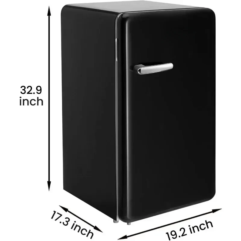 Retro Refrigerator Stylish Appearance Energy Saving Adjustable Legs Thermostat Dial Removable Shelves