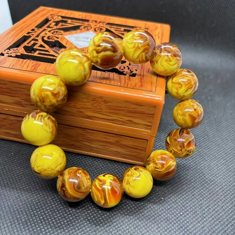 

Amber Beeswax Gold Cypress Bracelet, Couple Bracelet. Elegant Fashion Bracelet.