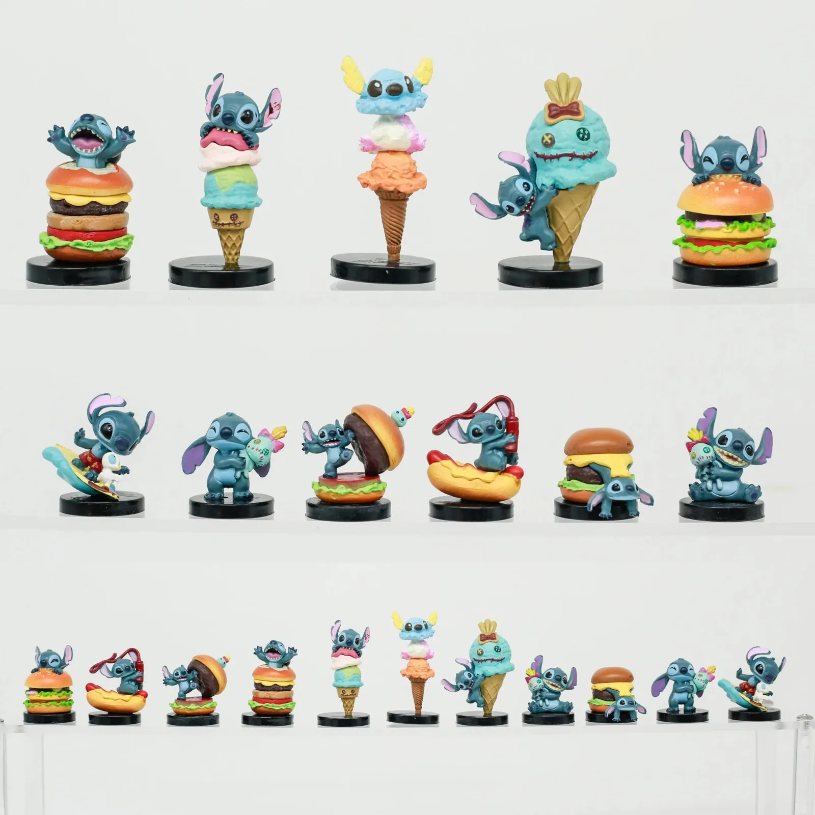 

Disney Lilo Stitch гамбургер мороженое пищевая серия слепая коробка мини-фигурки Коллекционные кавайные настольные игрушки подарок для детей коллекционеров