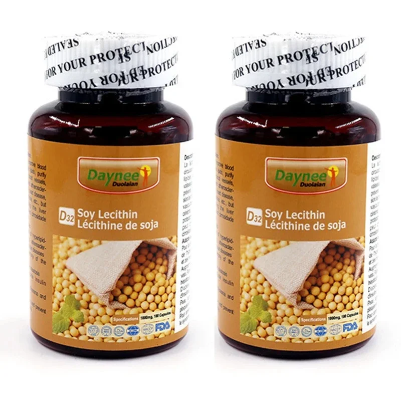 

2 bottles of soy lecithin soft capsules with improved blood circulation and lipid-lowering health foods