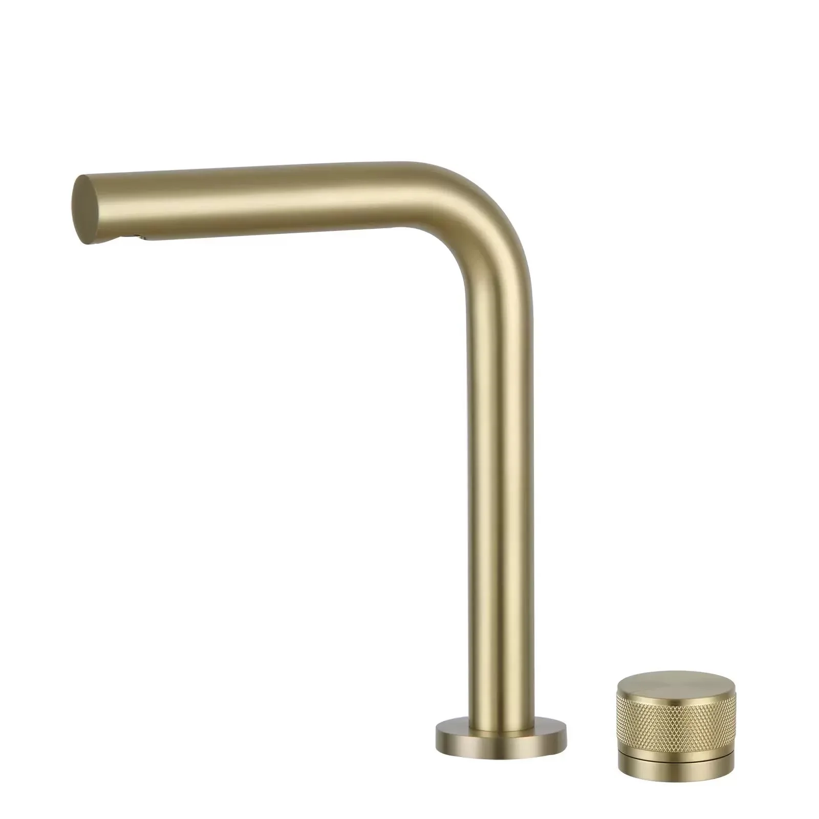 Solid Brass Brushed Rose Gold Cold Hot Super Long Pipe Two Hole Basin Faucet  Sink Split Faucet Matt Black/Brush Gold Tap