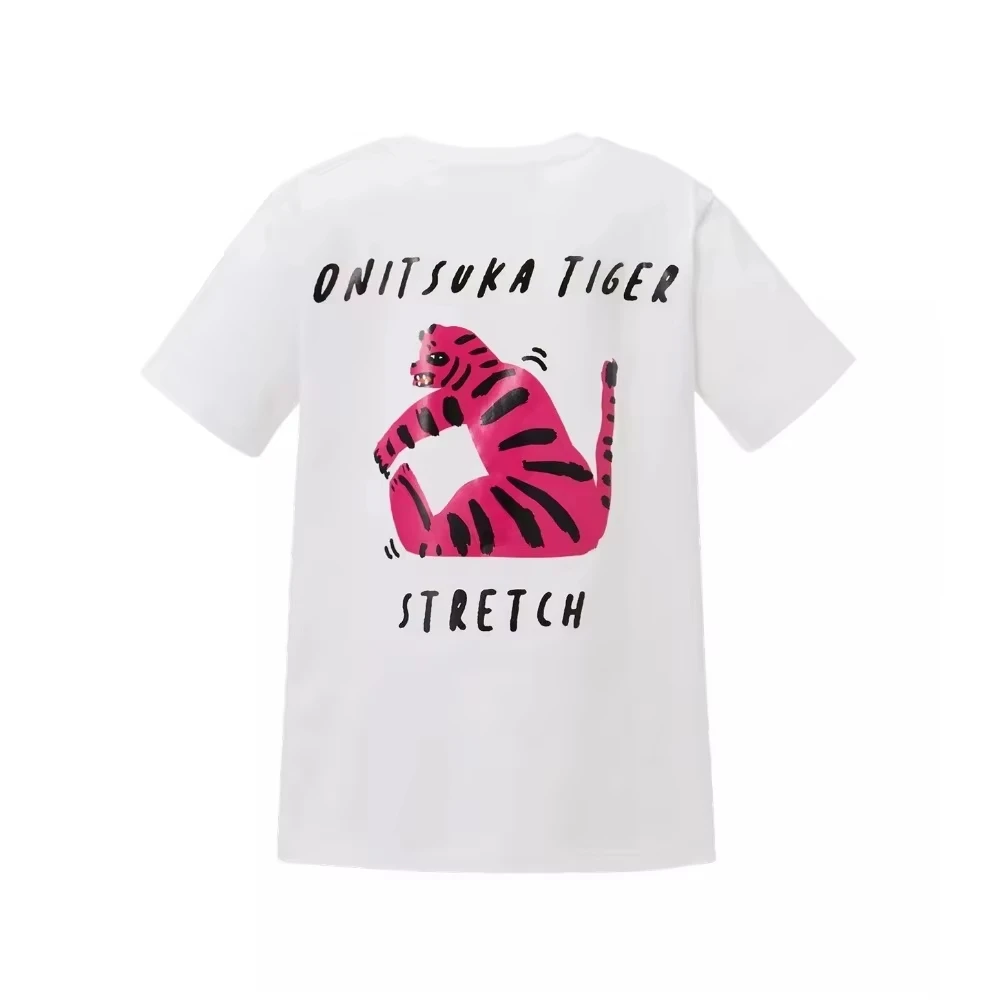 

Летняя мужская футболка Onitsuka Tiger с мультяшным принтом, женская забавная футболка в стиле Харадзюку, негабаритный топ с графикой Y2k, футболка с графикой
