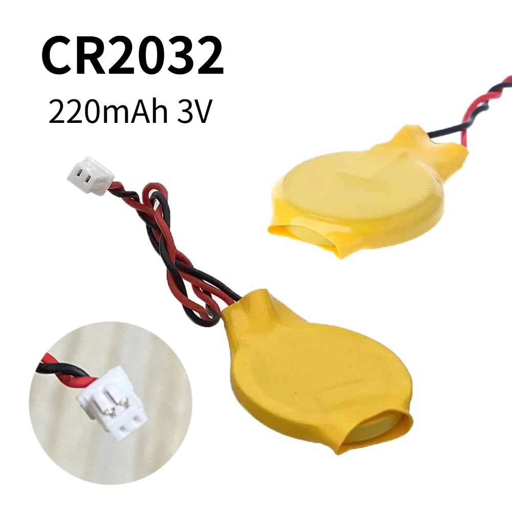 CR2032 سلك البطارية 2 دبوس الكمبيوتر المحمول اللوحة الأم BIOS CMOS Batteria مع سلك تفكيك البطارية مع لاصق #1
