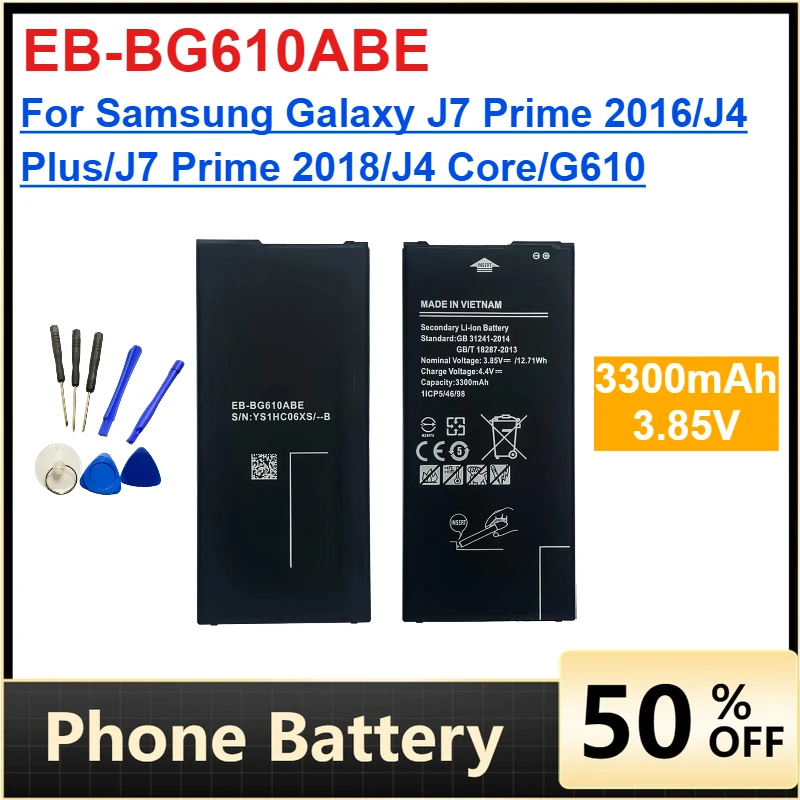 Аккумулятор EB-BG610ABE 3300 мАч для Samsung Galaxy J7 Prime 2016/J4 Plus/J7 Prime 2018/J4 Core/G610, аккумулятор для мобильного телефона