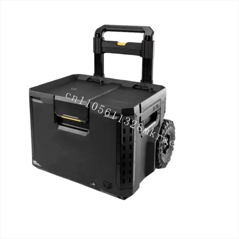 

Black Plastic Toolbox Lockable Customizable ODM Wheeled Toolbox Stackable Equipment Storage Vehicle Direct Sales