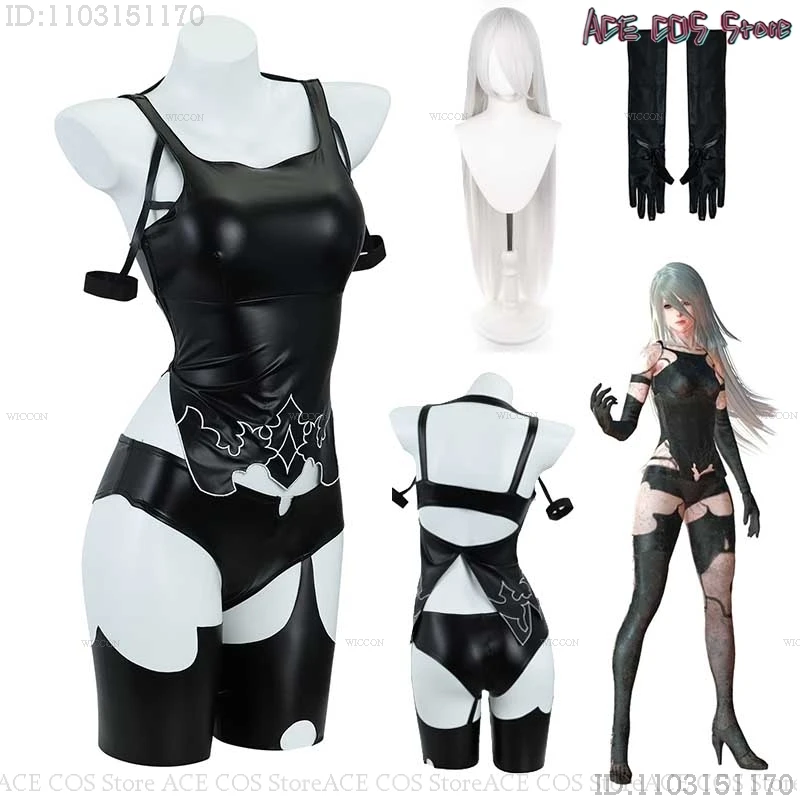 Nier Automata Yorha 2B Cosplay Costume Wig Women Sexy Black Long Hair Outfit Game RolePlay Adults Halloween Party Fancy Shorts