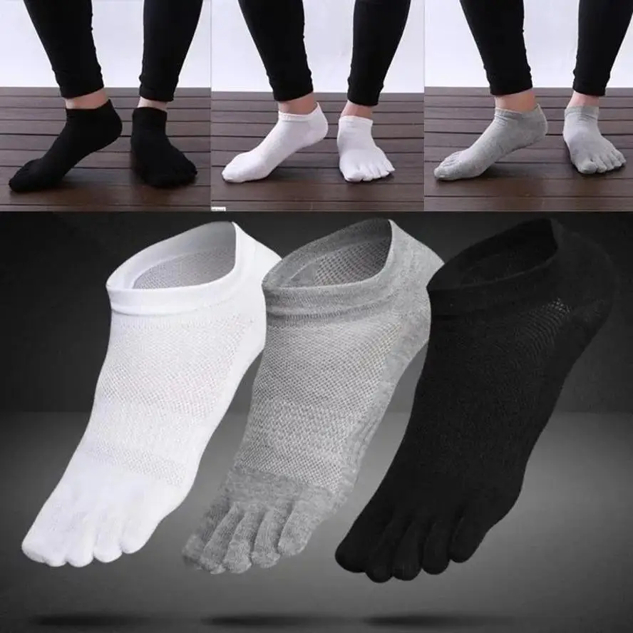 

1 Pair Men's Cotton Five-finger Socks Low-top Spring And Summer Ultra-thin Mesh Toe Short Tube