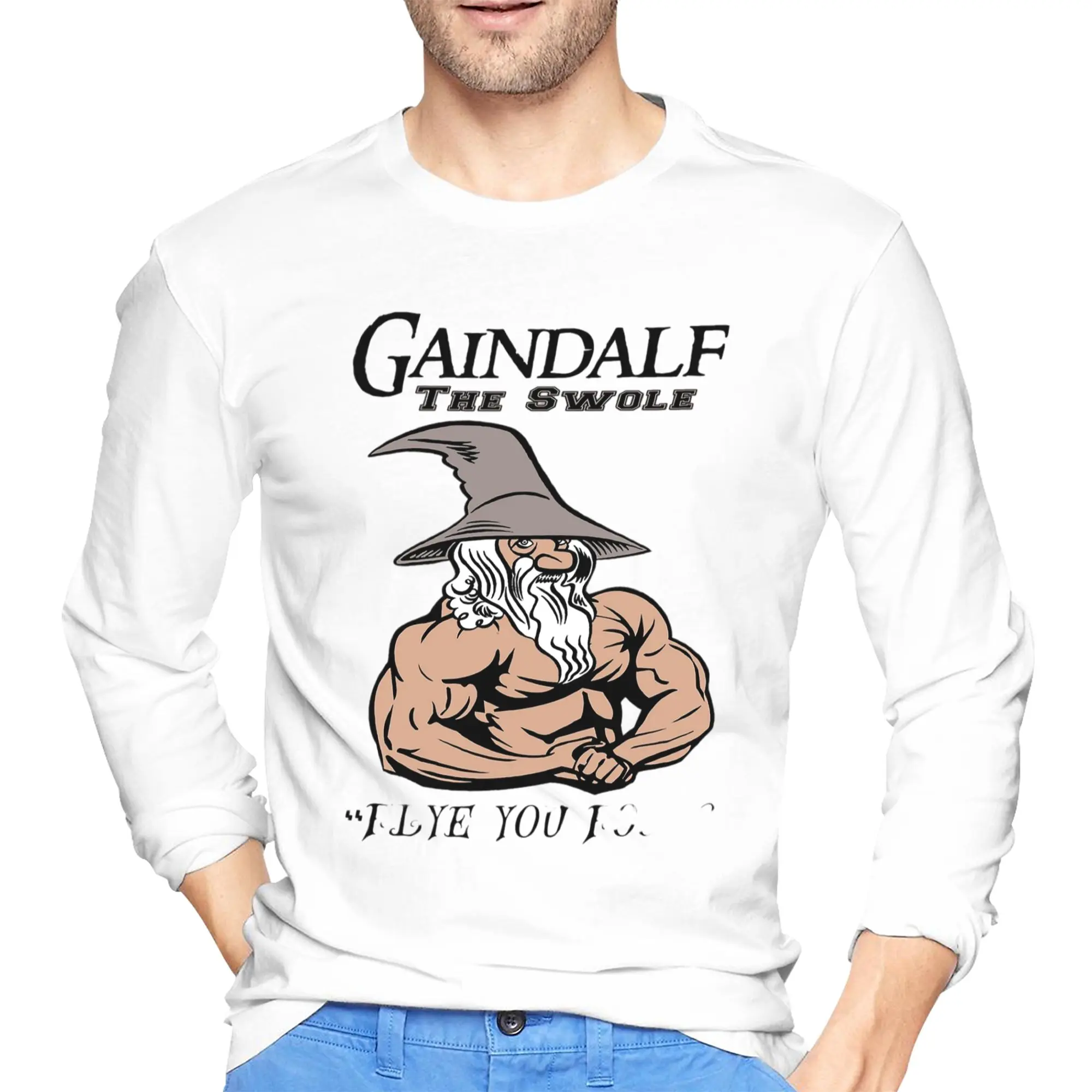 

Gaindalf The Swole Active Мужская футболка с длинными рукавами Дышащие футболки с круглым вырезом Весенние и осенние мужские топы