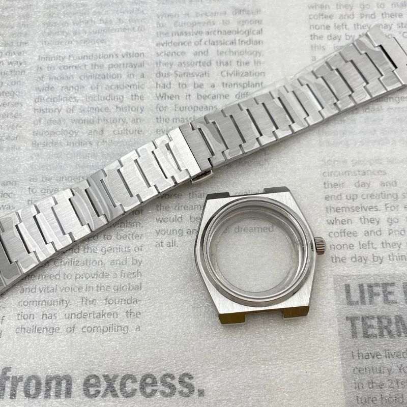 

40mm modified watch case and strap set suitable for NH35 movement with sapphire glass transparent bottom