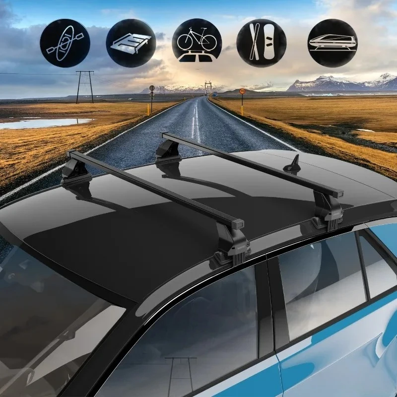 For Kia EV6 2022-2024 Smooth Roof Rack Cross Bars Black 2Pcs Luggage Carrier
