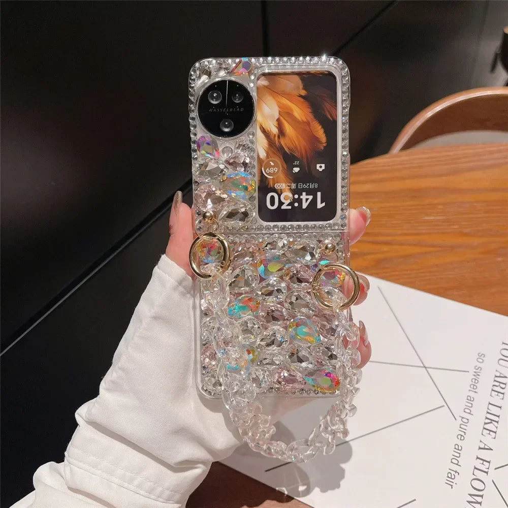 Fashion Wrist Strap Phone Case For Motorola Razr 40 Ultra 40ultra 50U 50Ultra Telefon Coque Rhinestone Shockproof Phone Fundas