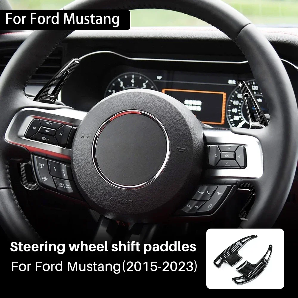 Car Steering Wheel Paddle Shifter Cover ABS Trim for Ford Mustang 2015 2016 2017 2018 2019 2020 2021 2022 2023 Auto Accessories - view 2