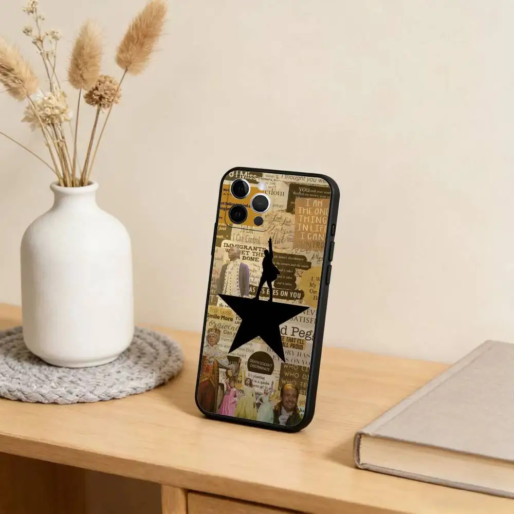 حافظة هاتف هاميلتون-موسيقية-أغاني آيفون 17,16,15,14,13,12,11 بلس، برو ماكس، XS، غطاء أسود من السيليكون الناعم #2