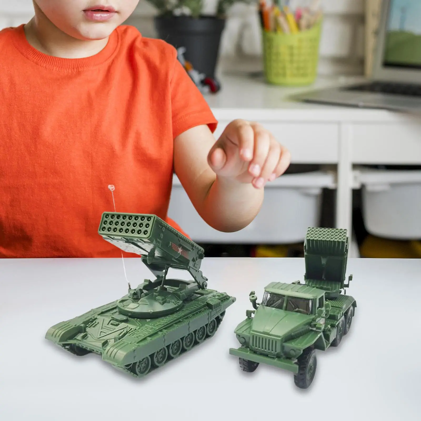 2x Tank Model Tanks Collectible Deck Decor Tank Playset Gifts Vehicle Toys 1:72 Scale Tank Model for Children Boy Kids Adults