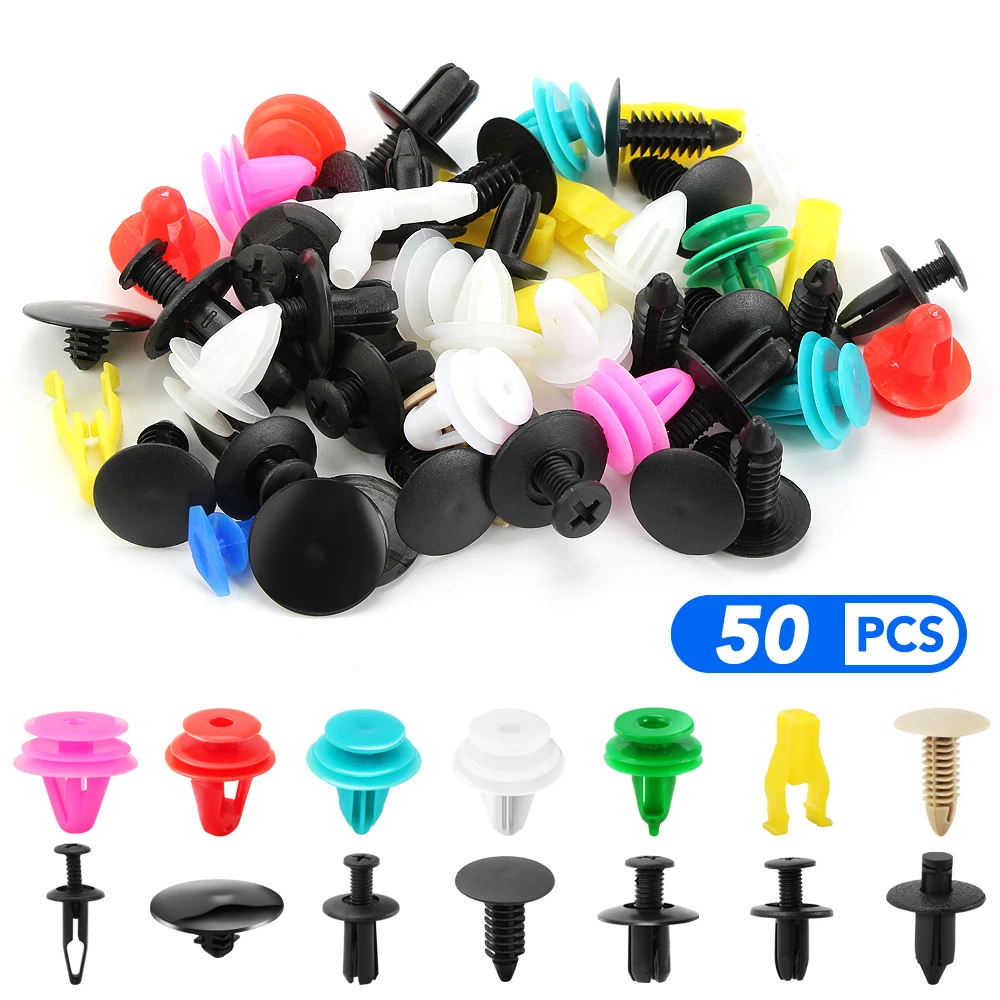 50Pcs Universal Mixed Auto Fastener Clips rivetto per Auto per Nissan Micra leaf teana note almera classic Qashqai Pulsar Micra