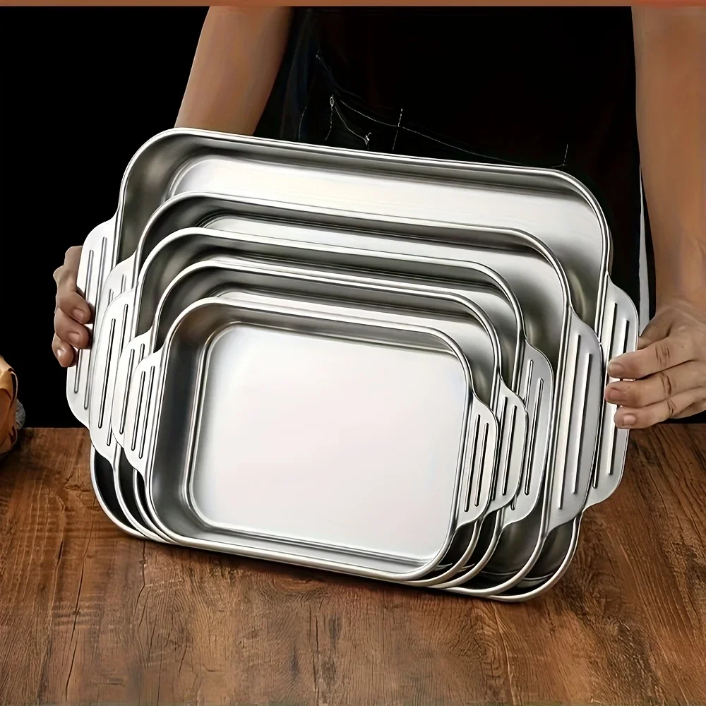 Stainless Steel Baking Tray, 3 Counts Multipurpose Durable Non-stick Baking Tray, Kitchen Tool for Home Dining Room