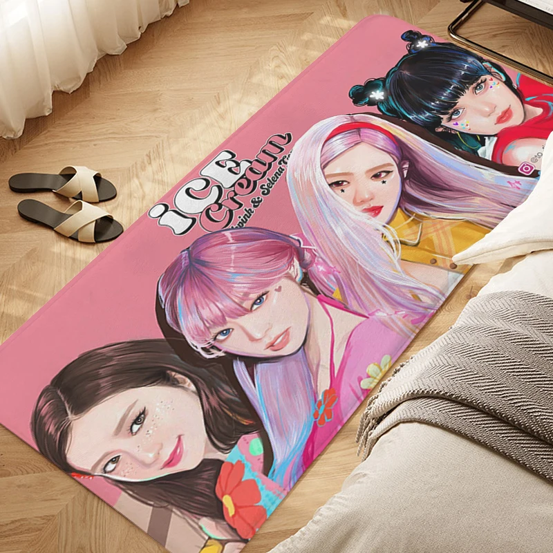 Bedroom Floor Mats D-Blacks D-Pinks Kpop Corridor Kitchen Hallway Porch Foot Mat Non-slip Waterproof Bathroom Balcony Carpet