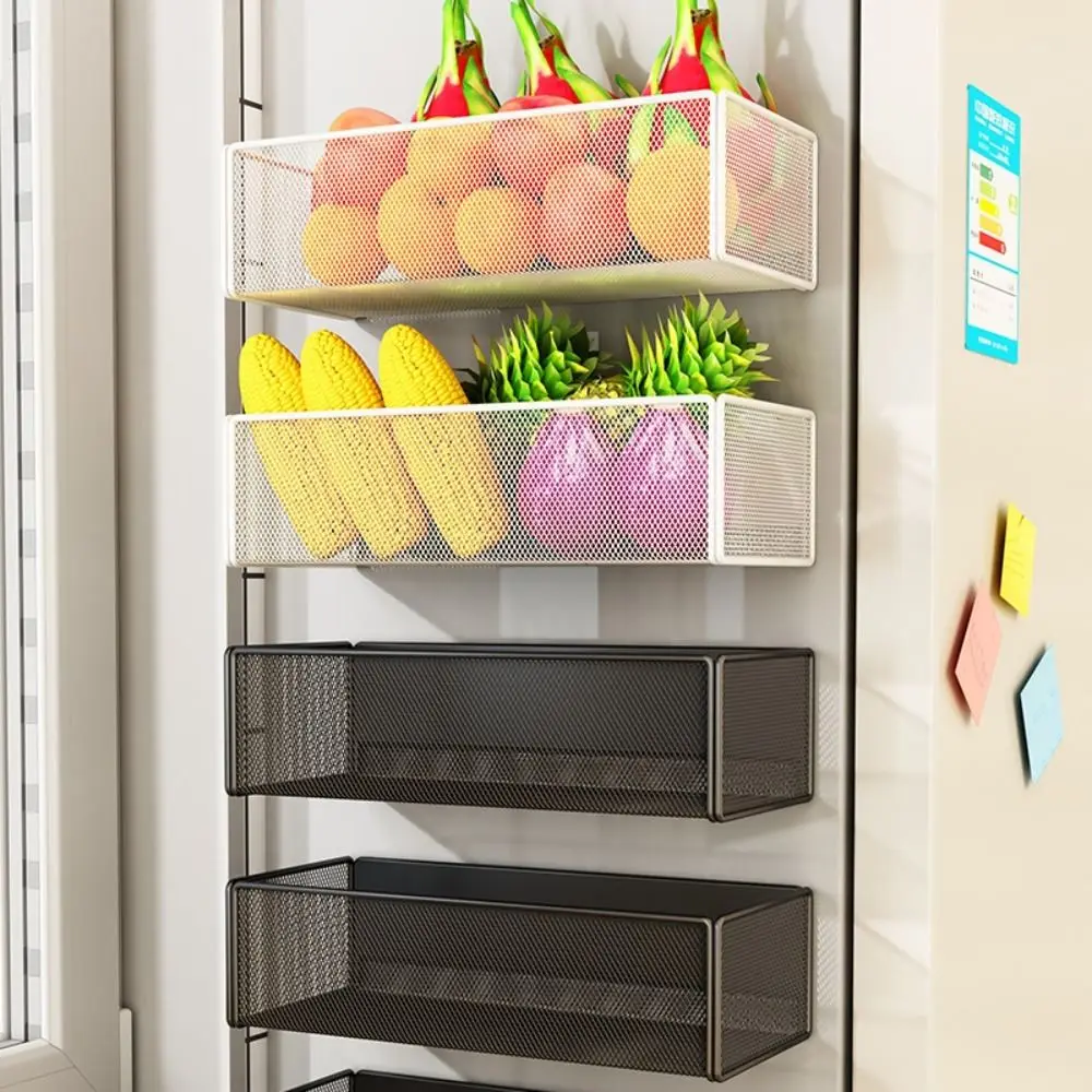 

Metal Refrigerator Magnetic Shelf No-Punch Multifunctional Refrigerator Rack Square Durable Kitchen Storage Shelves Living Room