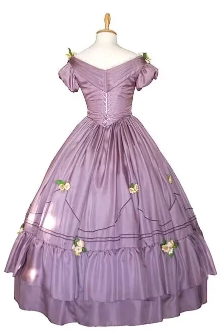 Historical 1860s Civil War Purple Ball Gown Victorian Civil War Princess Evening Dress Vintage Gothic Princess Wedding Dresses