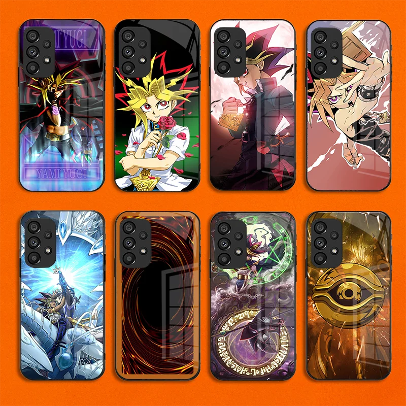 

Cartoon Game King Tempered Glass Phone Case for Samsung Galaxy Note 8 9 S10 Plus S20 S21 FE S23 Ultra A12 A13 A32 A33 Yu-Gi-Oh!