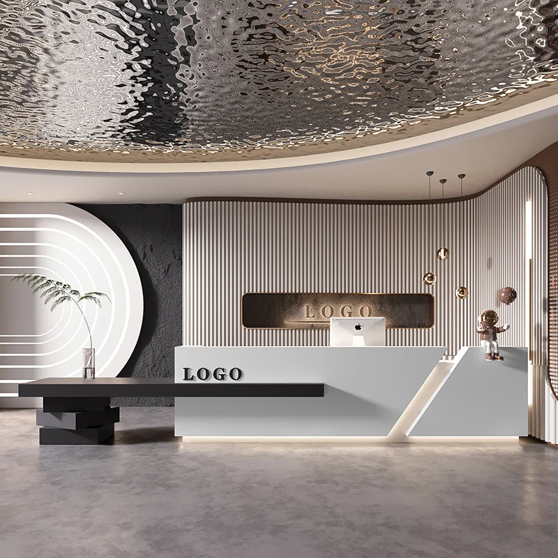 

Luxury Vintage Reception Desks Storage Black Modern Drawers Reception Desks Classic Corner Mostrador Recepcion Office Furniture