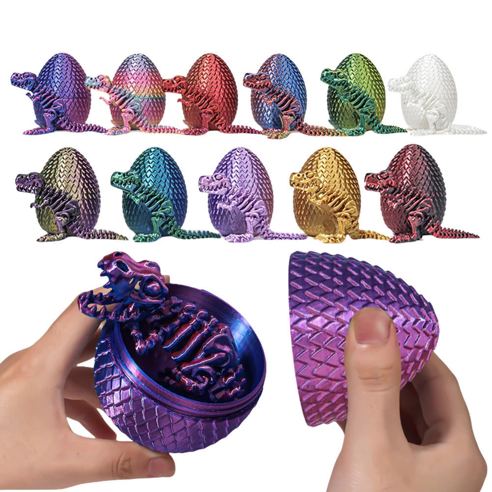 3D Printed Dinosaur Egg Dragon Movable Joint Decoration Toy 3D Printed Dinosaur Toy Surprise Animals Toy Children Birthday Gifts