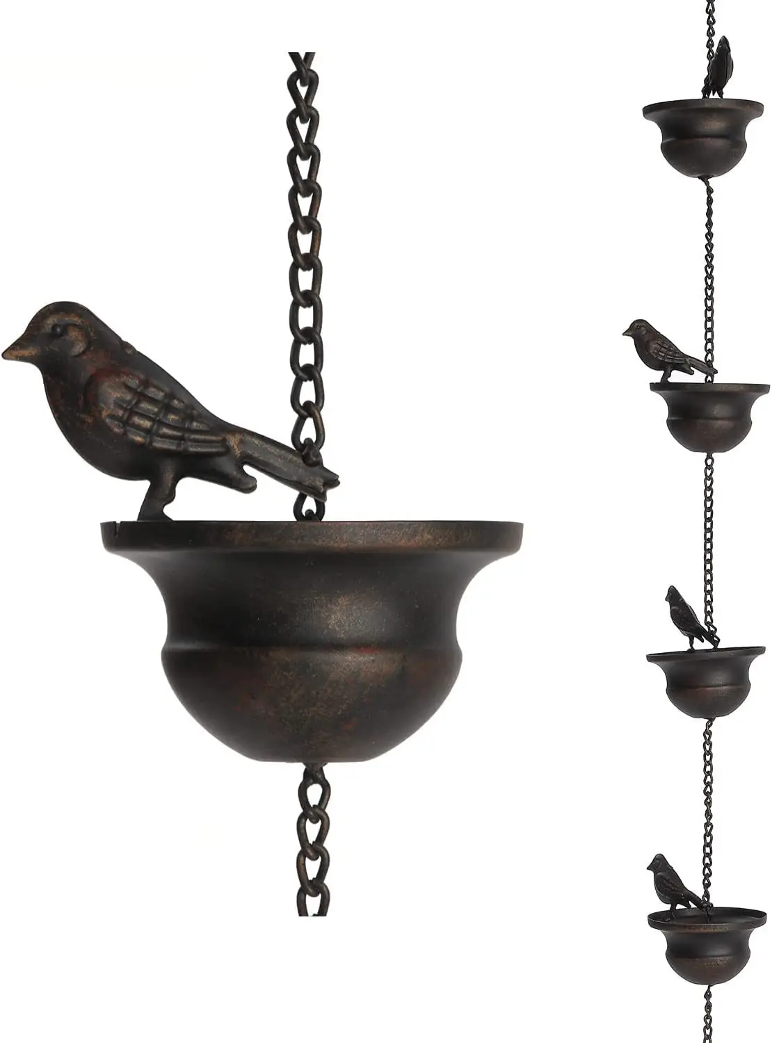 

Mobile Birds on Cups Rain Chain Mobile Bird Outdoor Rain Chain Outdoor Decoration Hanging Chain Garden Downspout Tool