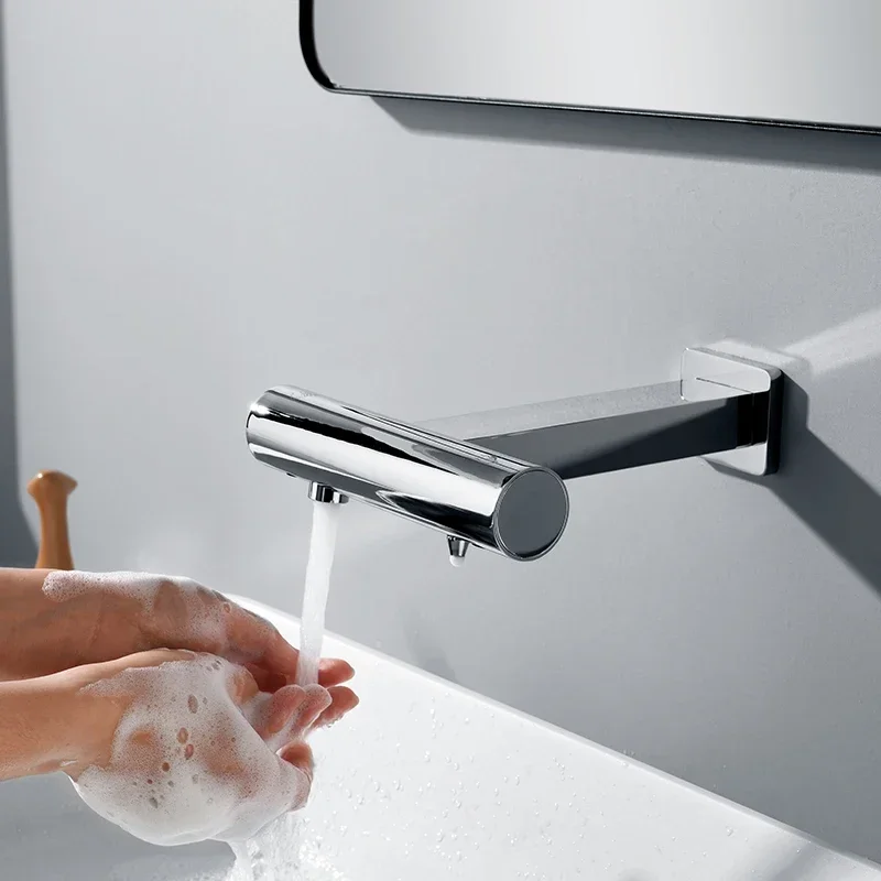 Commercial Hotel Wall-mounted 2 in 1 Sensor Faucet Liquid Soap Non-contact Smart 