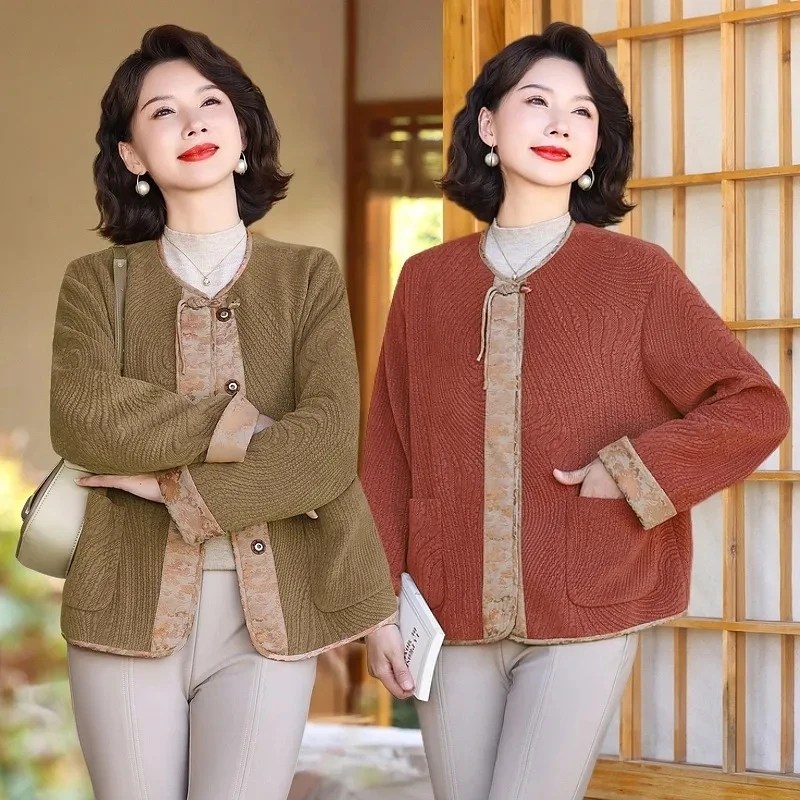 Women's New Chinese Coat 2025 Spring Autumn Season Female Small Fragrant Wind Jacket National Wind  Middle-aged Old Loose Outwea