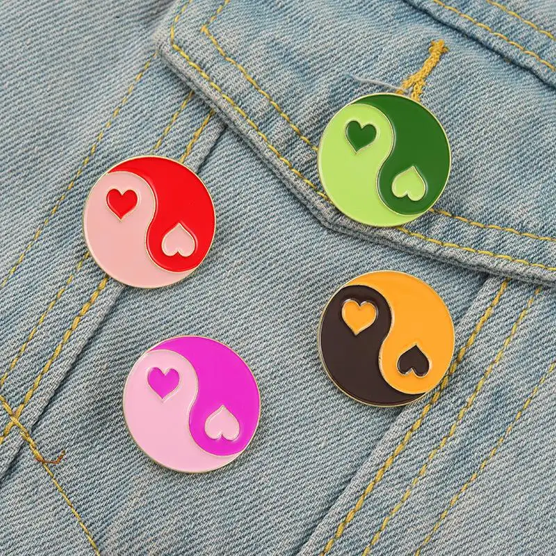 Yin Yang Taichi Enamel Pin Custom Circular Candy Color Contrast Splicing Shirt Lapel Backpack Badge Balance Jewelry for Friends