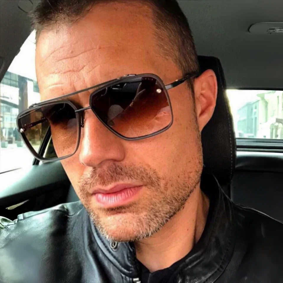 

Модные и изысканные квадратные солнцезащитные очки-авиаторы оверсайз с полуоправой и градиентными линзами UV400 для активного отдыха и вождения