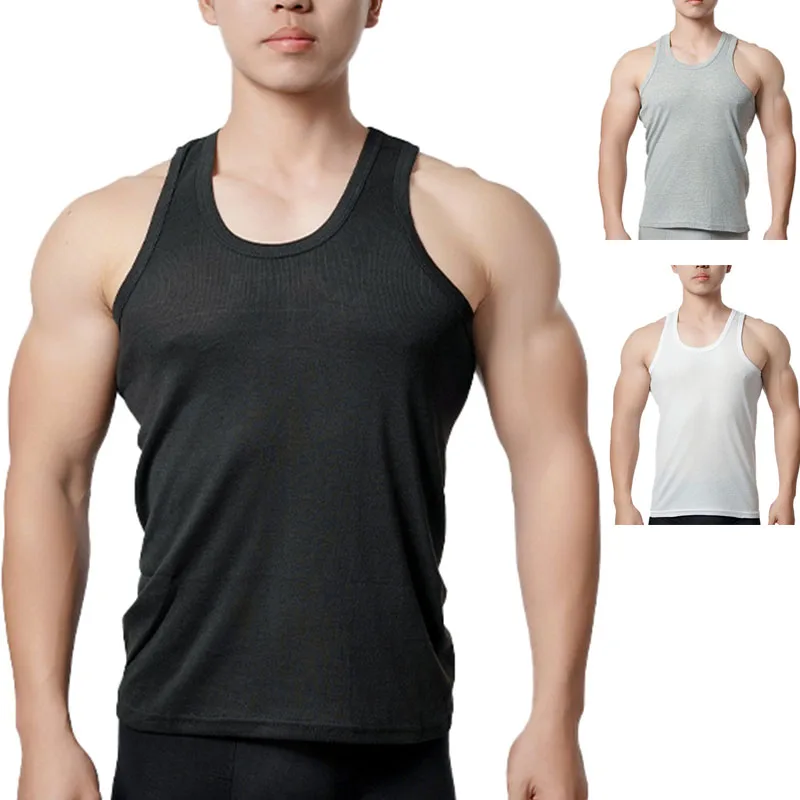 

1 шт., мужской жилет из чистого хлопка на четыре сезона, простая спортивная футболка для фитнеса для подростков, повседневные топы без рукавов для среднего возраста, L-4XL