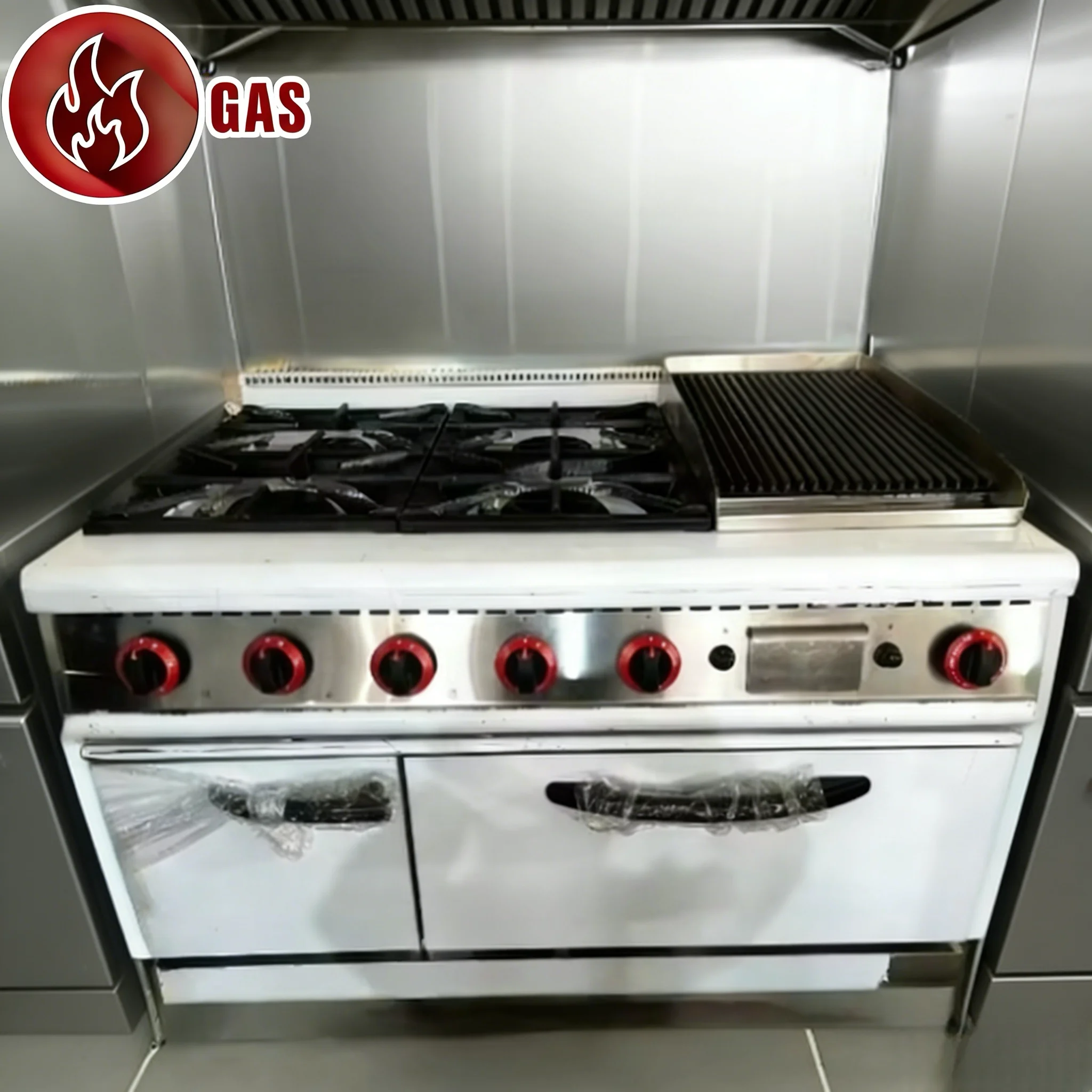 Heavy Duty Combination Oven Commercial Gas Cooking Range 4 Burner Gas Cooker Gas Griddle Rock Built-In Ovens
