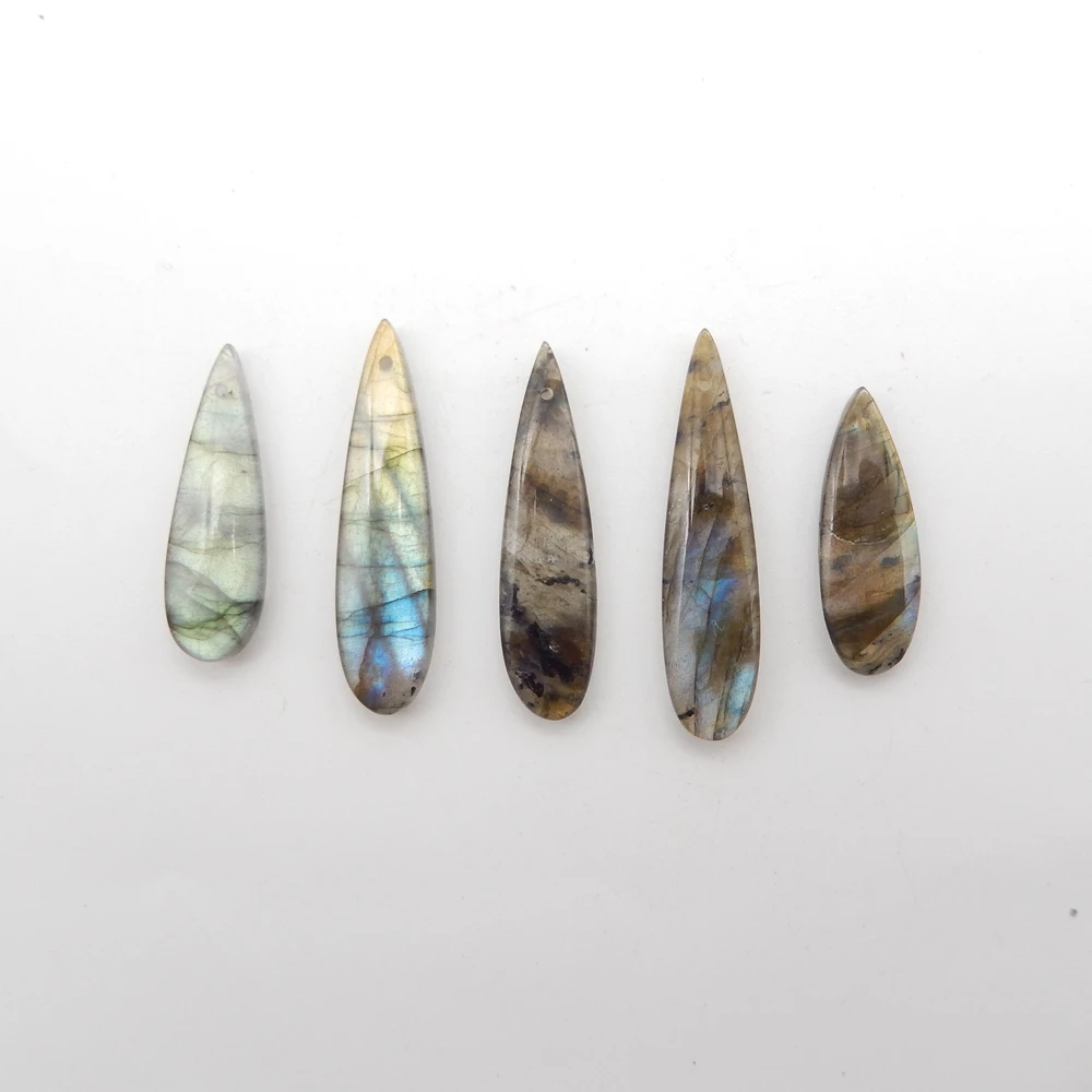 5PCS Natural  Semiprecious Jewelry Labradorite Water Drop Earring Pendant Bead Accessories