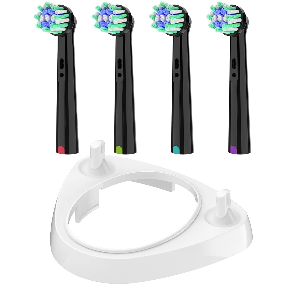 Cabezales de repuesto para cepillo de acción cruzada y Base de cargador para cabezal de cepillo de dientes, Compatible con cepillos de dientes eléctricos Oral B, 4 Uds.