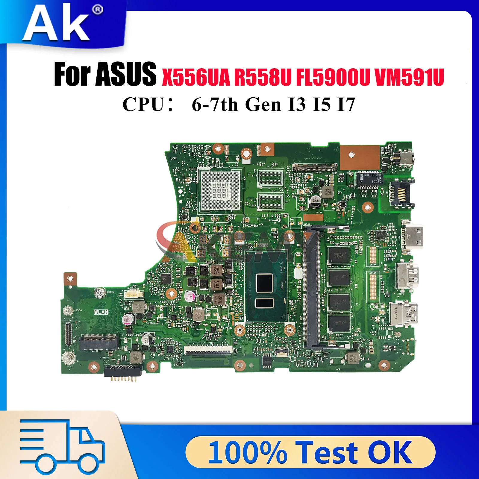 

Материнская плата X556UA для ноутбука ASUS R558U X556UQK X556UV X556UJ VM591U X556UF FL5900U X556U X556UQ X556URK, материнская плата I3 I5 I7 CPU