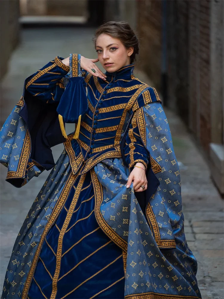 15th Century  Tudor Elizabethan  Cosplay Costume Luxury Ball Gown With Cape Custom Made