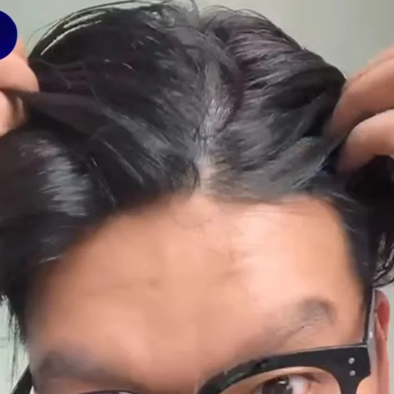 Men's front biofilm wig sheet invisible realistic real hair Mediterranean back head traceless refill