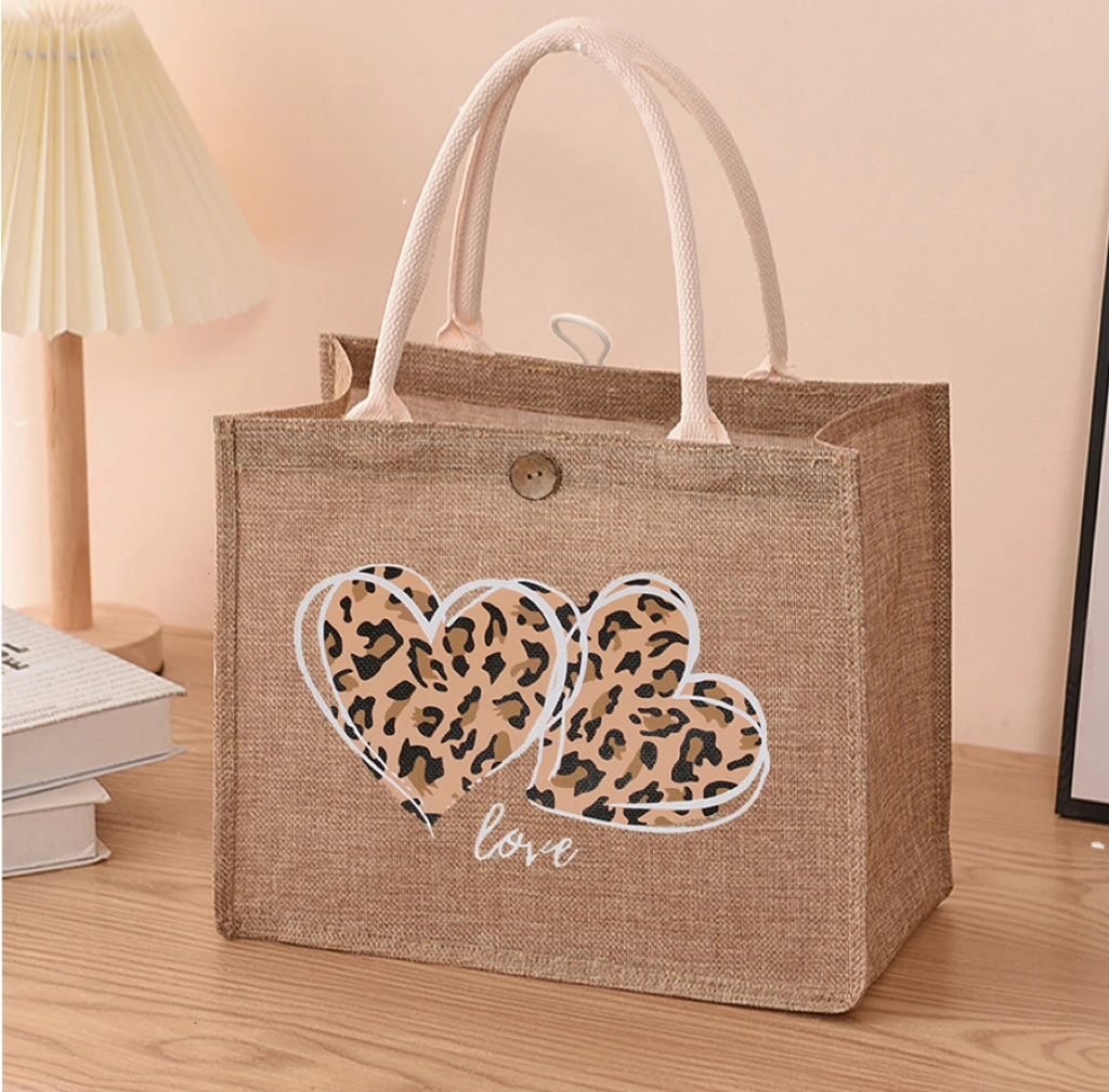

Simple urban cotton and linen girl elements letter trendy ladies handbag lightweight linen bag