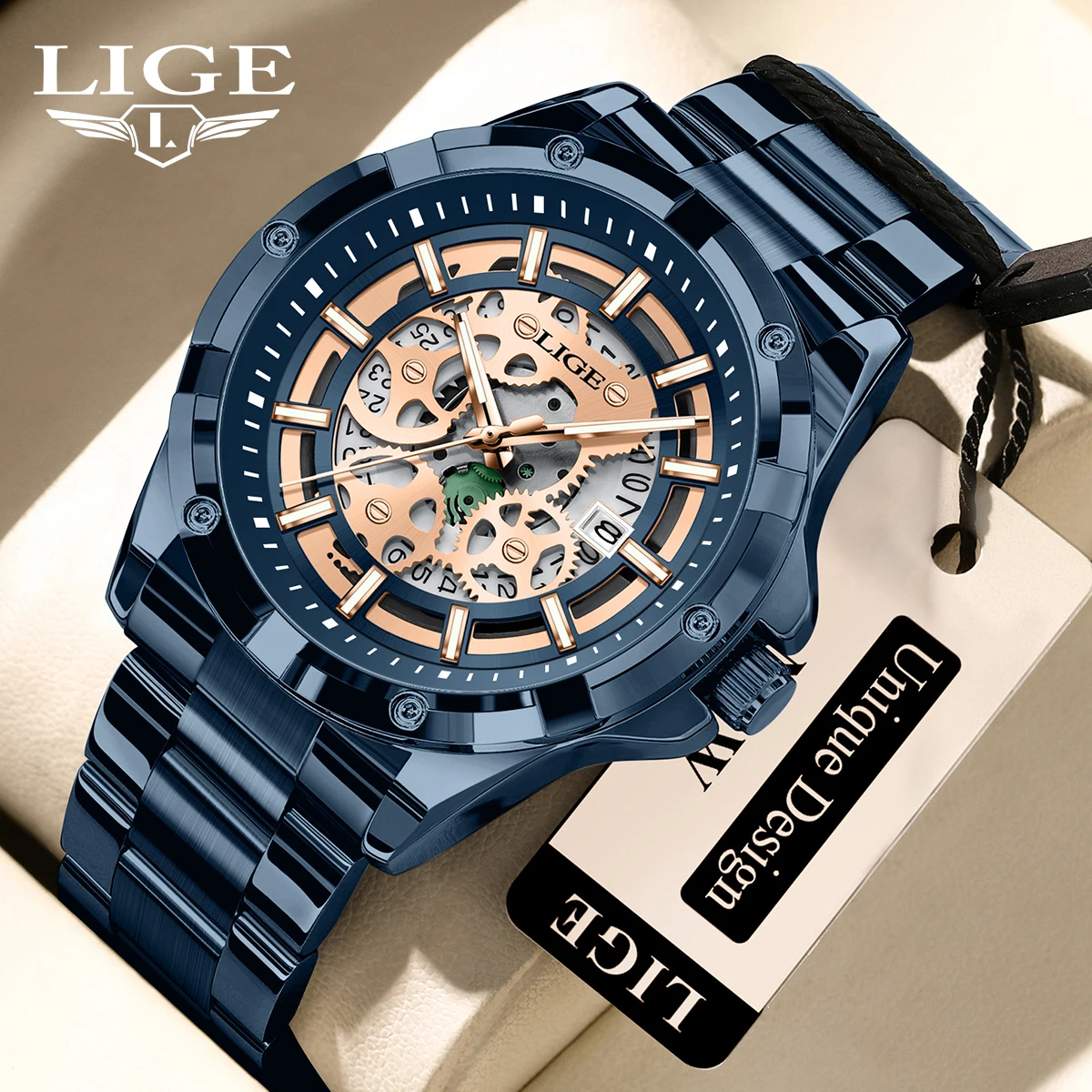 

LIGE 2026 top luxury Men's watches fashion luminous clock sports watches calendar male watch Relogio Masculino Men's Gift+BOX
