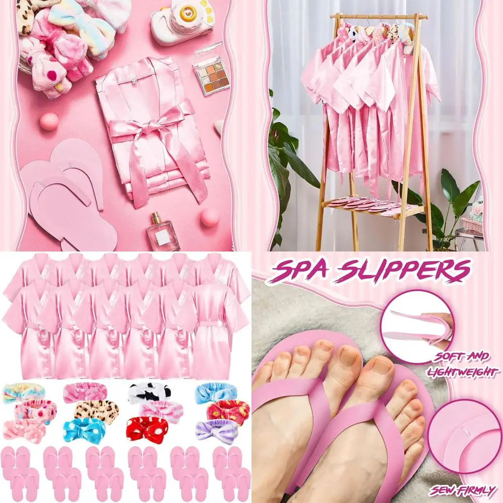 

Набор для спа-вечеринки из 36 предметов: 12 кимоно-халатов для девочек, банные халаты, повязки для волос и одноразовые полотенца