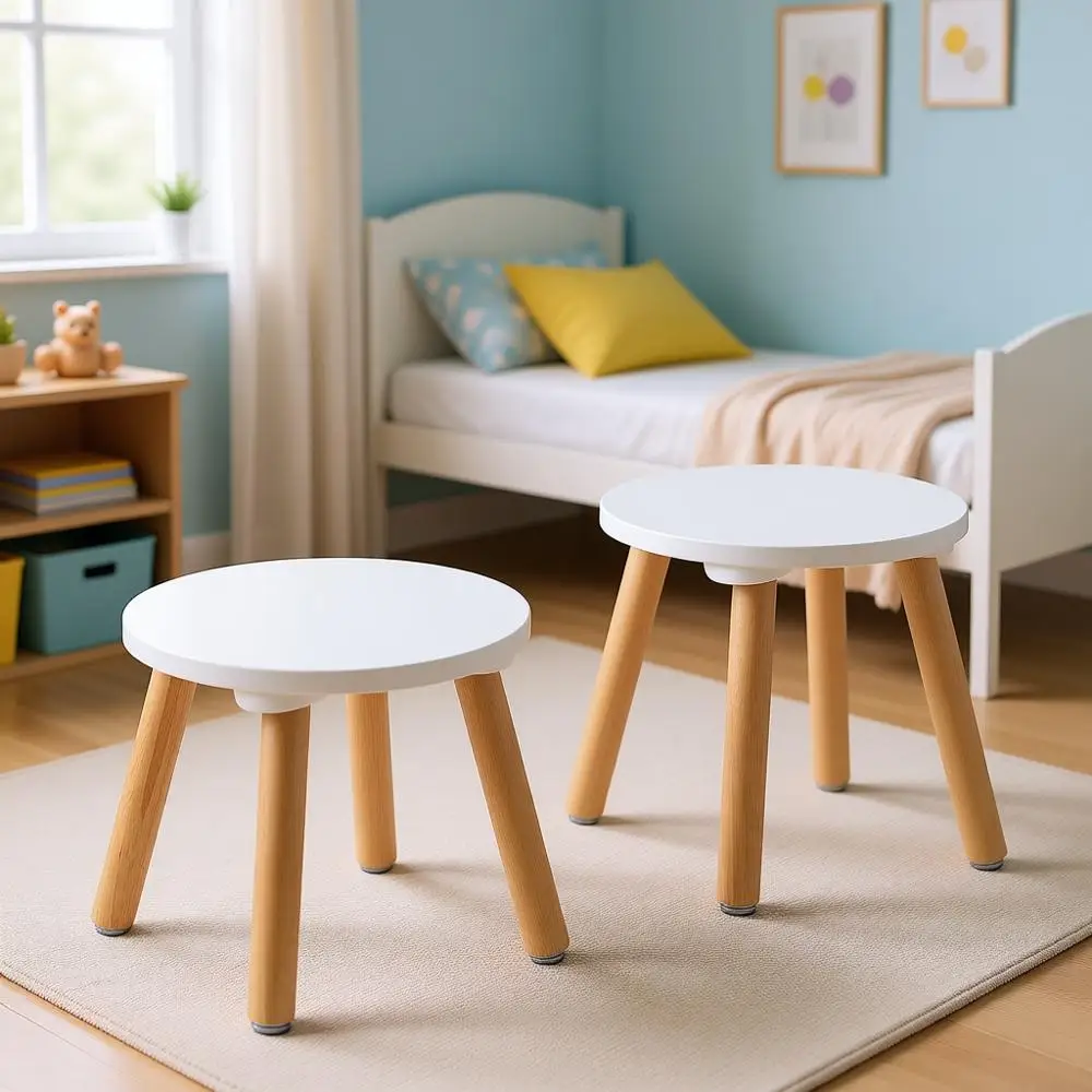 

Пара деревянных табуретов для детей – идеально для сенсорных игр, как ступеньки для малышей и универсальное сиденье, круглые, 26 см, устойчивые, натуральные, из дерева