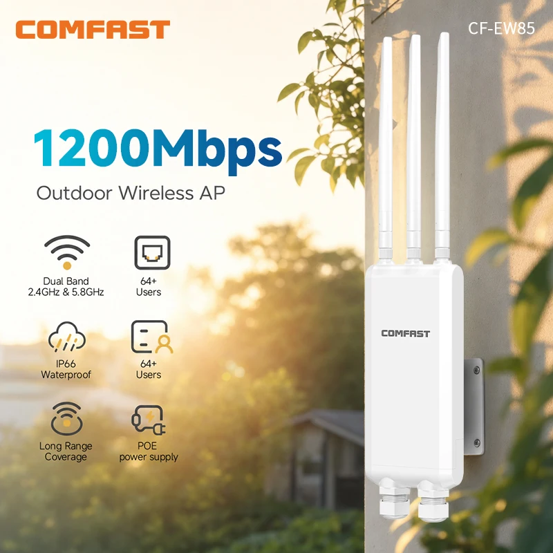 COMFAST 1300Mbps Outdoor Access Piont 2.4G+5.8G High Power Wireless Router AP Long Range WiFi Extender WiFi Repeater 48V POE
