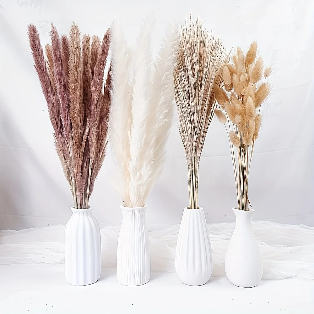 Imagen 3: 99 Piezas de Hierba de Pampas Esponjosa, Flores Secas, Colas de Conejo, Ramo Floral, Decoración para el Hogar y Jardín, Cañas de Flores Secas, Decoración Pomposa para Bodas